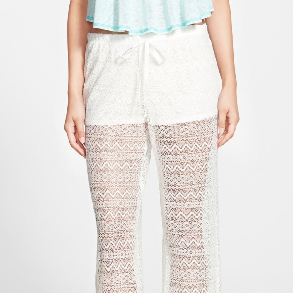 Socialite Sheer Crochet Overlay Palazzo Pants